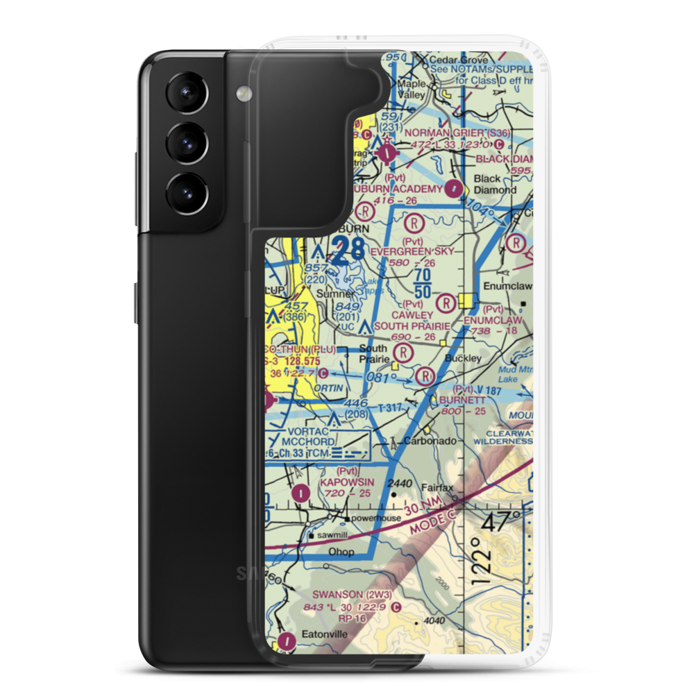 Cawleys South Prairie Airport (02WA) VFR Sectional Samsung Case Samsung Galaxy S21 Plus model shown