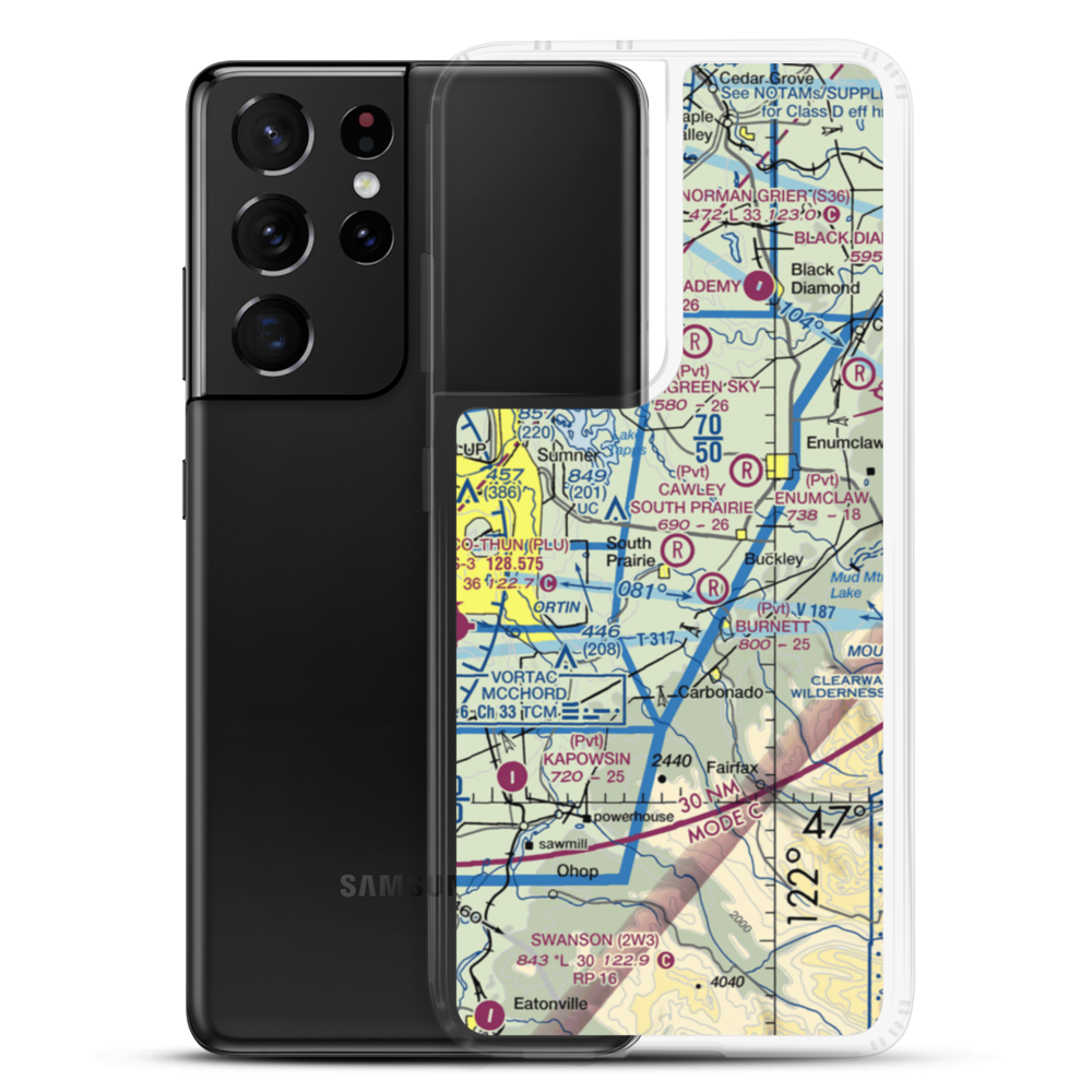 Cawleys South Prairie Airport (02WA) VFR Sectional Samsung Case Samsung Galaxy S21 Ultra model shown