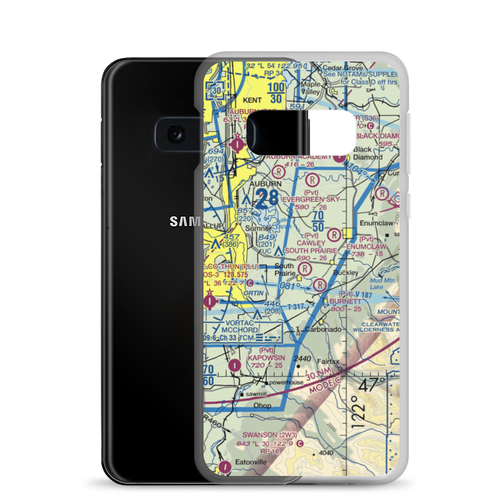 Cawleys South Prairie Airport (02WA) VFR Sectional Samsung Case Samsung Galaxy S10e model shown
