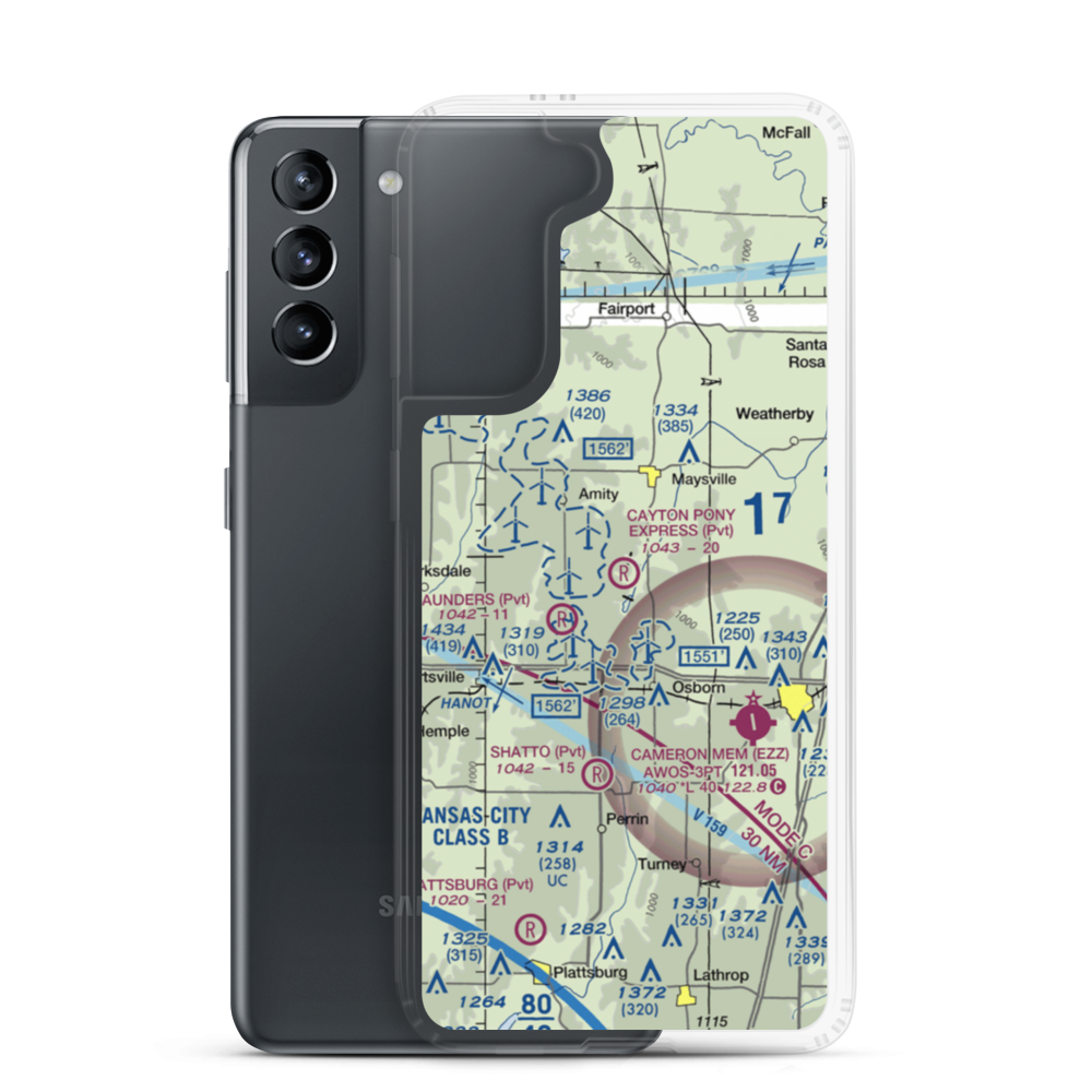 Cayton Pony Express Airport (8MO5) VFR Sectional Samsung Case Samsung Galaxy S21 model shown