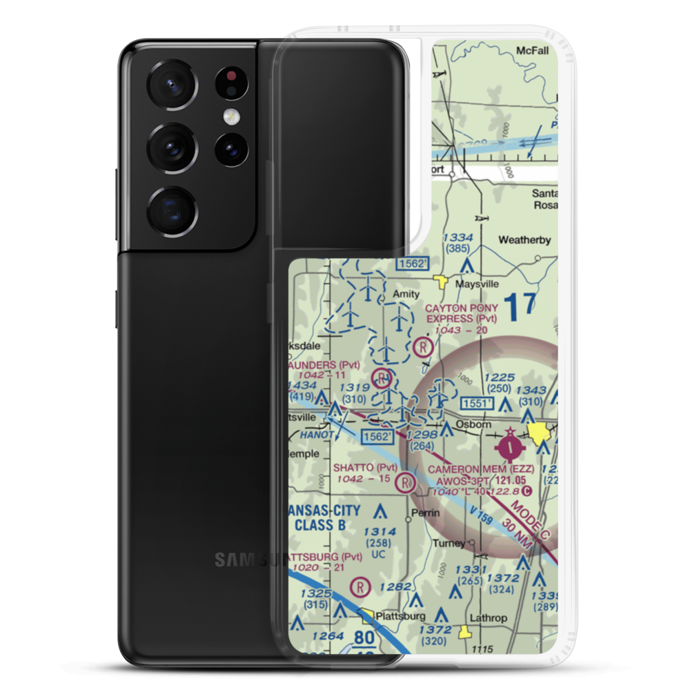 Cayton Pony Express Airport (8MO5) VFR Sectional Samsung Case Samsung Galaxy S21 Ultra model shown