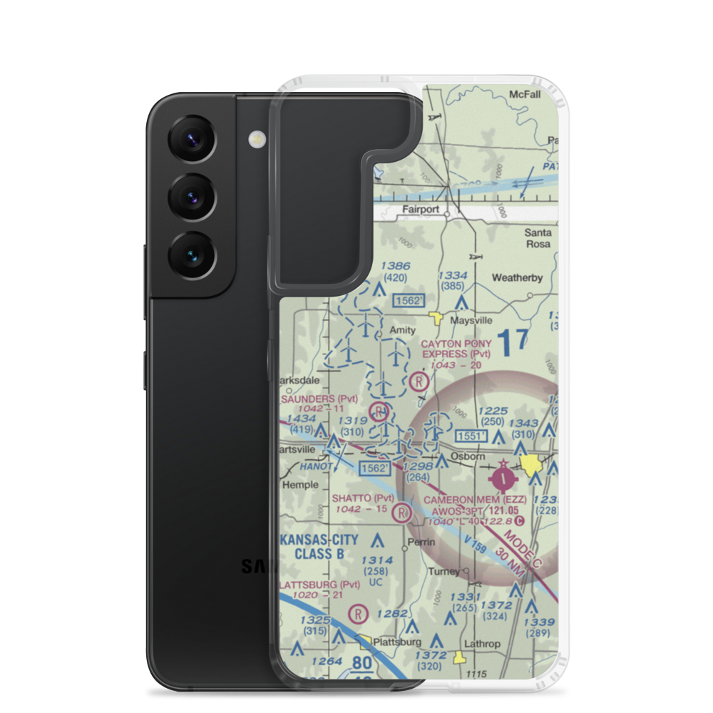 Cayton Pony Express Airport (8MO5) VFR Sectional Samsung Case Samsung Galaxy S22 model shown