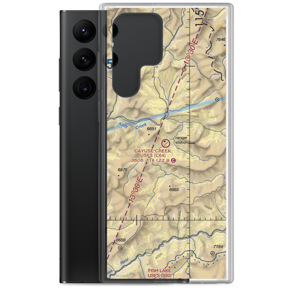 Cayuse Creek /US Forest Service Airport (C64) VFR Sectional Samsung Case Samsung Galaxy S22 Ultra model shown