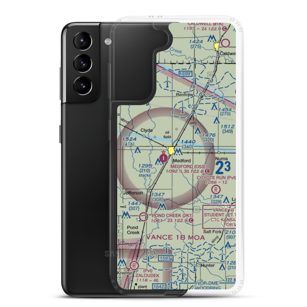 Cc & M Airport (8OK7) VFR Sectional Samsung Case Samsung Galaxy S21 Plus model shown