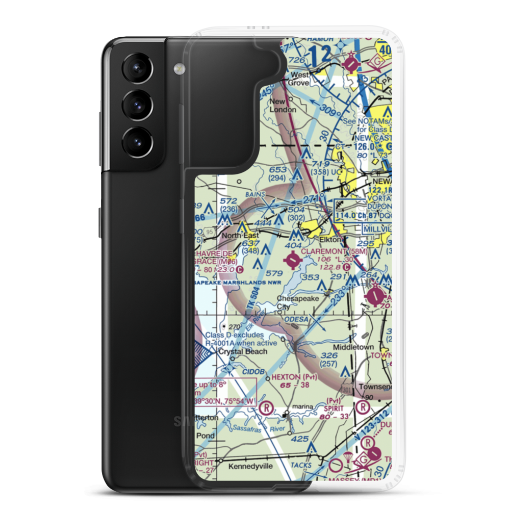 Cecil County Airport (58M) VFR Sectional Samsung Case Samsung Galaxy S21 Plus model shown