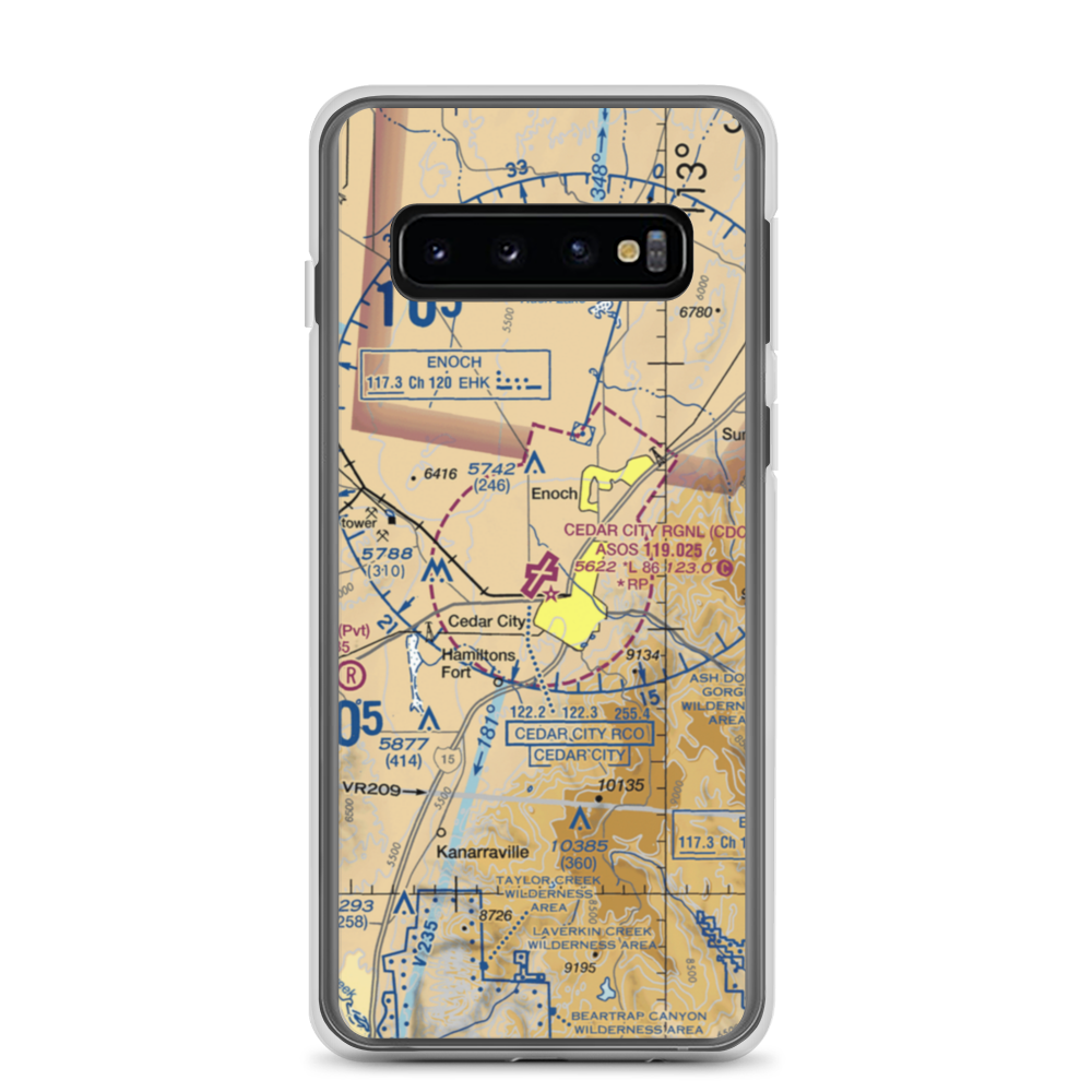 Cedar City Regional Airport (CDC) VFR Sectional Samsung Case Samsung Galaxy S10 model shown