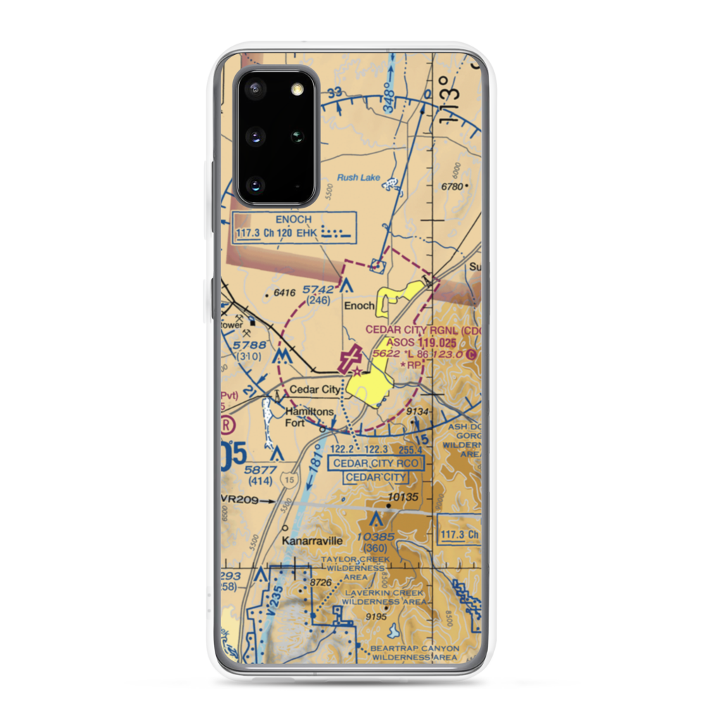 Cedar City Regional Airport (CDC) VFR Sectional Samsung Case Samsung Galaxy S20 Plus model shown