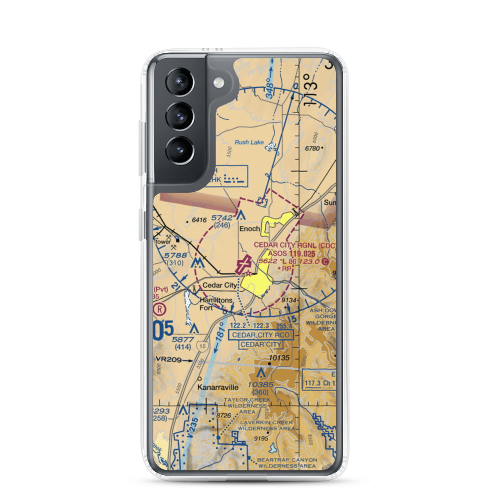 Cedar City Regional Airport (CDC) VFR Sectional Samsung Case Samsung Galaxy S21 model shown