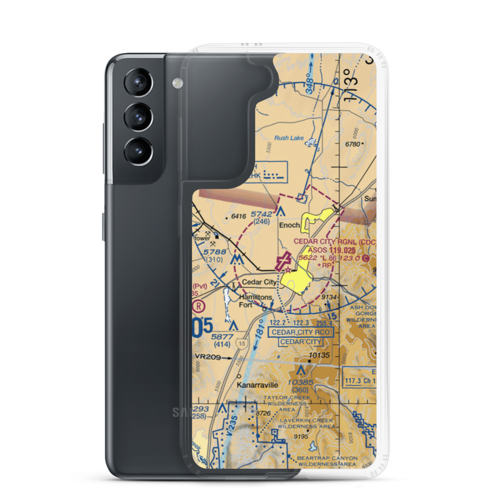 Cedar City Regional Airport (CDC) VFR Sectional Samsung Case Samsung Galaxy S21 model shown
