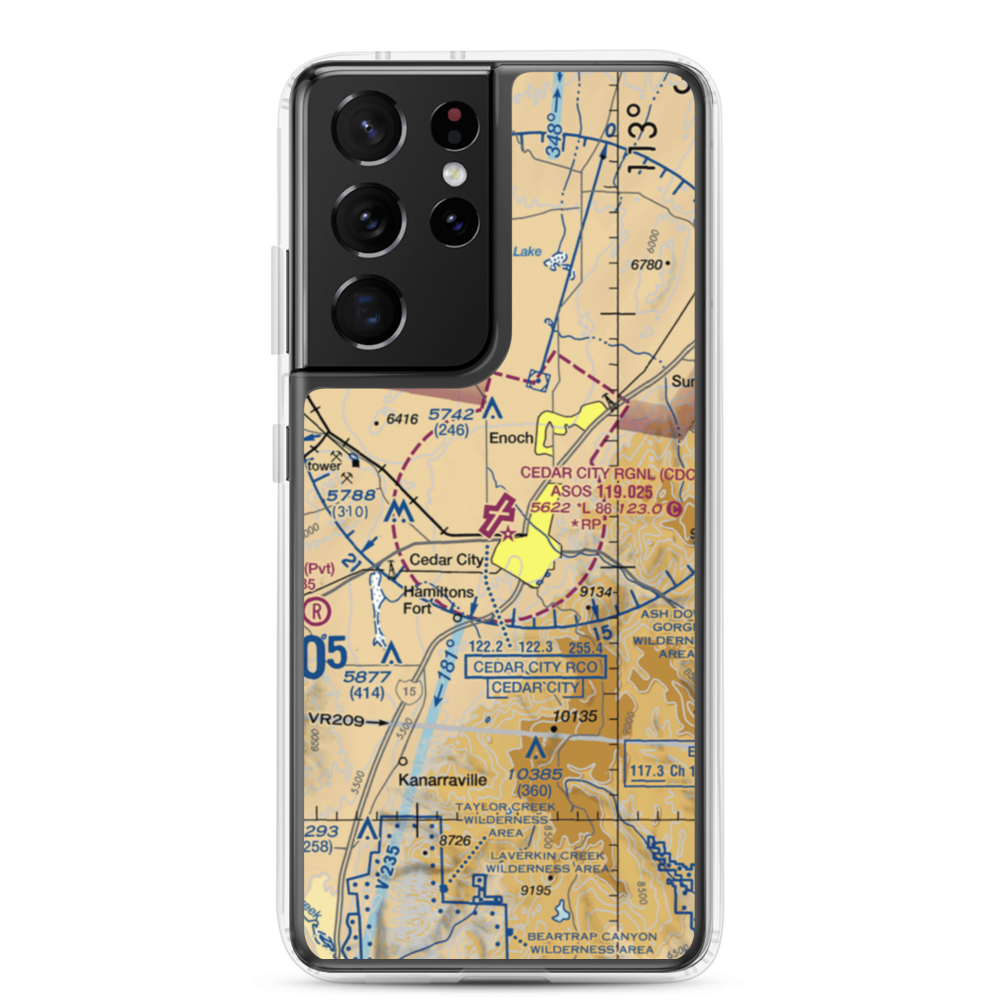 Cedar City Regional Airport (CDC) VFR Sectional Samsung Case Samsung Galaxy S21 Ultra model shown
