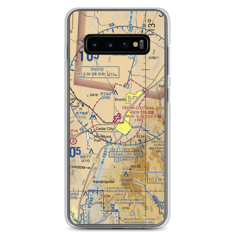Cedar City Regional Airport (CDC) VFR Sectional Samsung Case Samsung Galaxy S10+ model shown