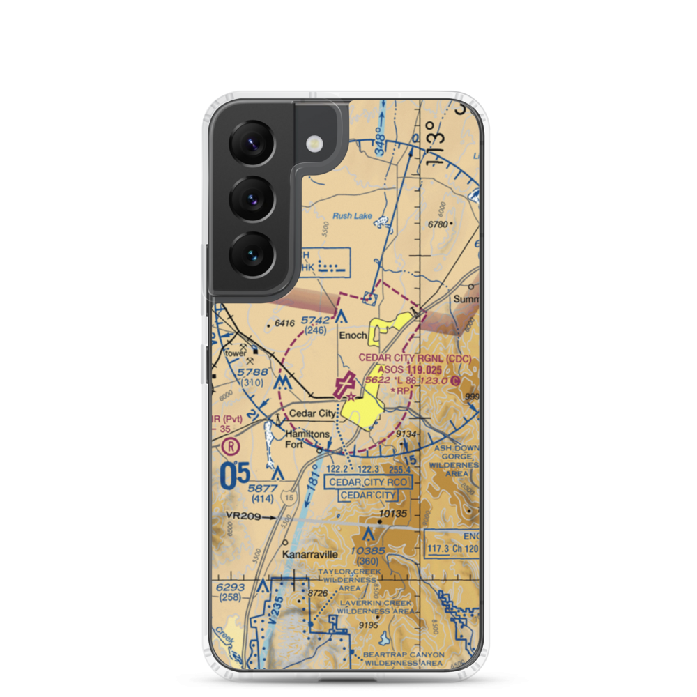 Cedar City Regional Airport (CDC) VFR Sectional Samsung Case Samsung Galaxy S22 model shown