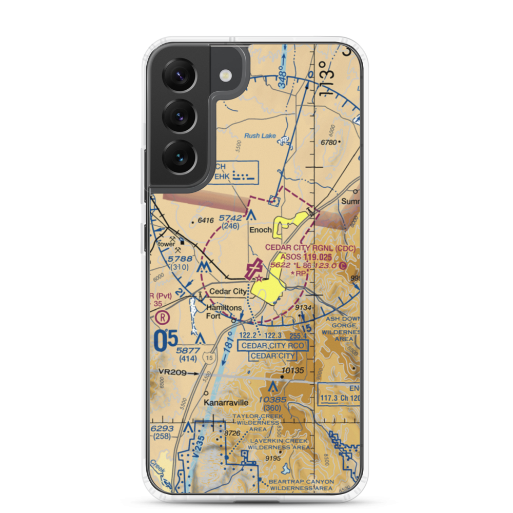Cedar City Regional Airport (CDC) VFR Sectional Samsung Case Samsung Galaxy S22 Plus model shown