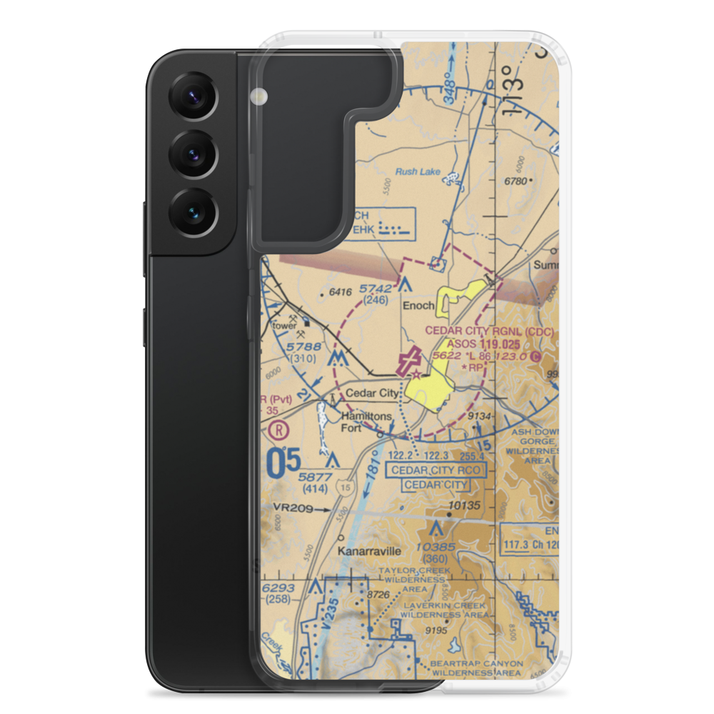 Cedar City Regional Airport (CDC) VFR Sectional Samsung Case Samsung Galaxy S22 Plus model shown