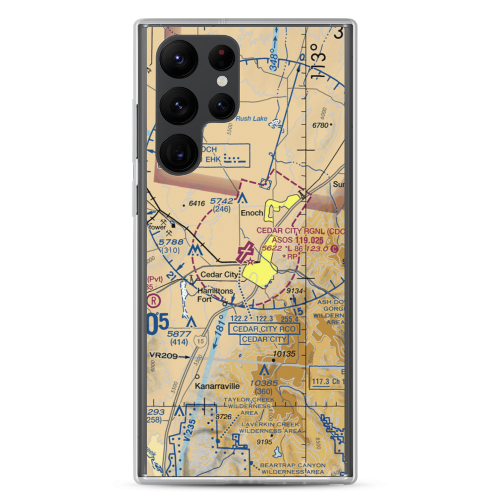 Cedar City Regional Airport (CDC) VFR Sectional Samsung Case Samsung Galaxy S22 Ultra model shown