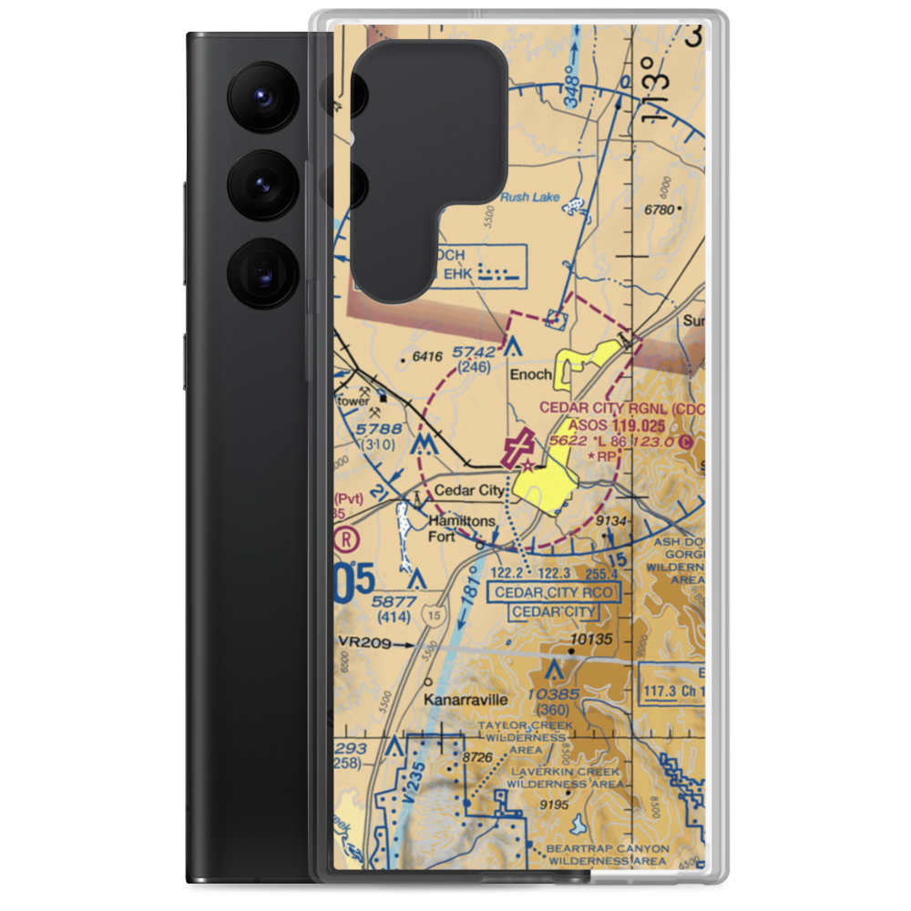 Cedar City Regional Airport (CDC) VFR Sectional Samsung Case Samsung Galaxy S22 Ultra model shown