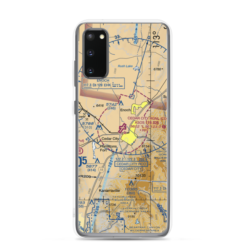 Cedar City Regional Airport (CDC) VFR Sectional Samsung Case Samsung Galaxy S20 model shown