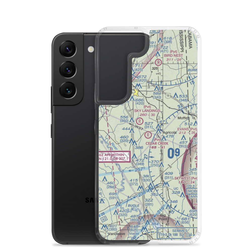 Cedar Creek Air Ranch Airport (MS26) VFR Sectional Samsung Case Samsung Galaxy S22 model shown