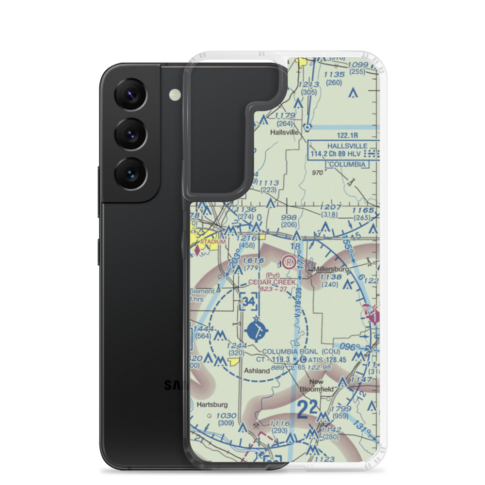 Cedar Creek Airport (MO74) VFR Sectional Samsung Case Samsung Galaxy S22 model shown