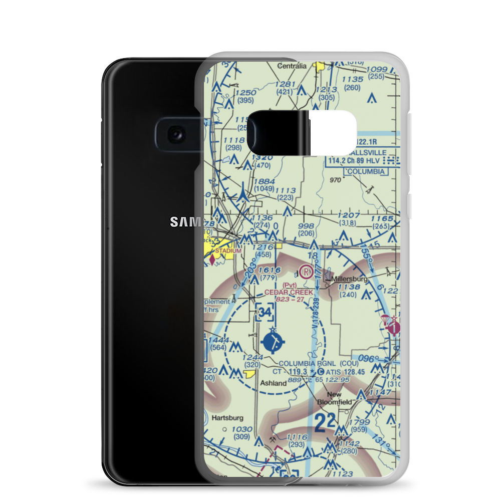 Cedar Creek Airport (MO74) VFR Sectional Samsung Case Samsung Galaxy S10e model shown