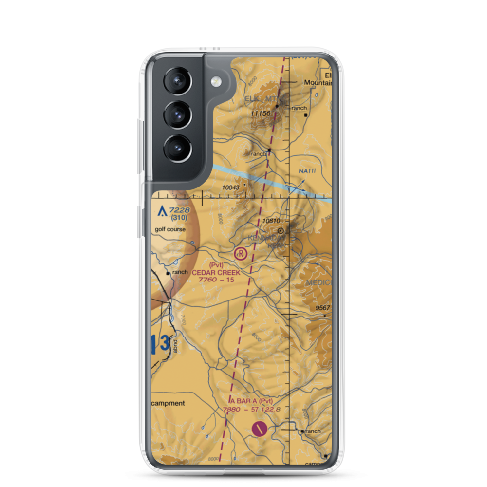 Cedar Creek Ranch Airport (96WY) VFR Sectional Samsung Case Samsung Galaxy S21 model shown