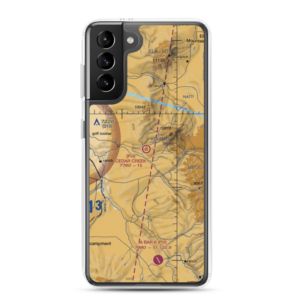 Cedar Creek Ranch Airport (96WY) VFR Sectional Samsung Case Samsung Galaxy S21 Plus model shown