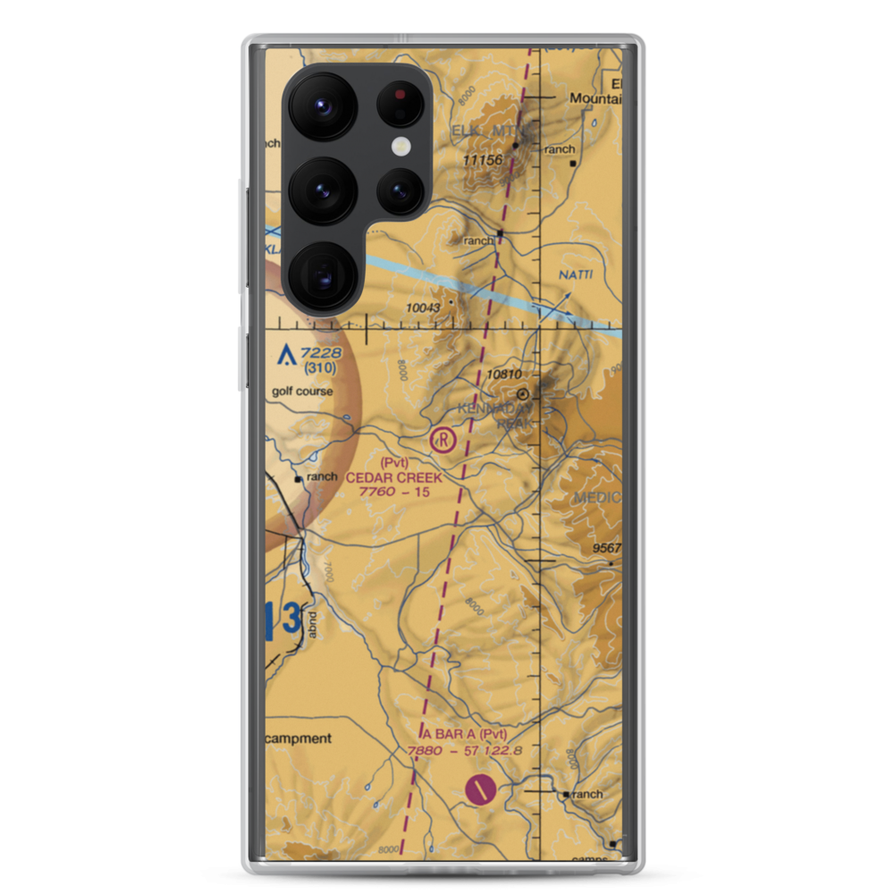 Cedar Creek Ranch Airport (96WY) VFR Sectional Samsung Case Samsung Galaxy S22 Ultra model shown