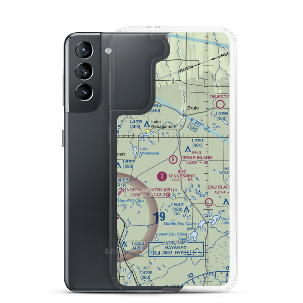 Cedar Island Airport (WI10) VFR Sectional Samsung Case Samsung Galaxy S21 model shown