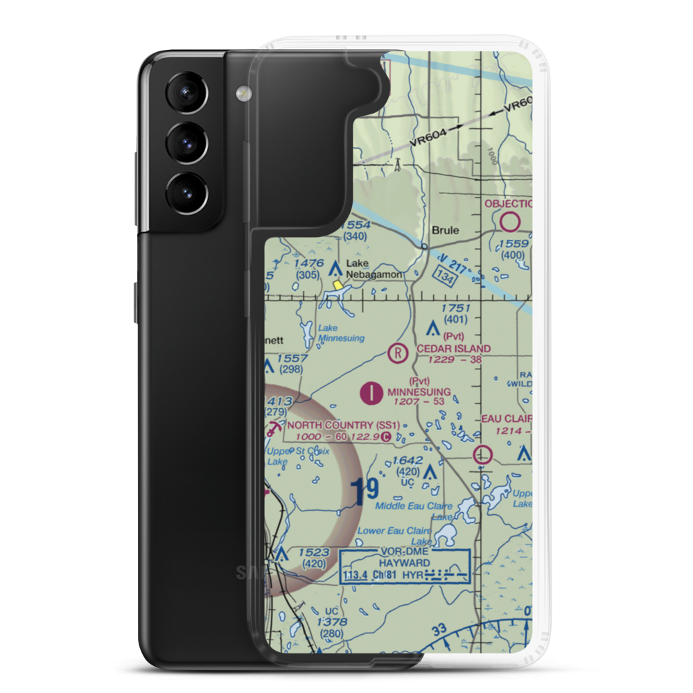 Cedar Island Airport (WI10) VFR Sectional Samsung Case Samsung Galaxy S21 Plus model shown