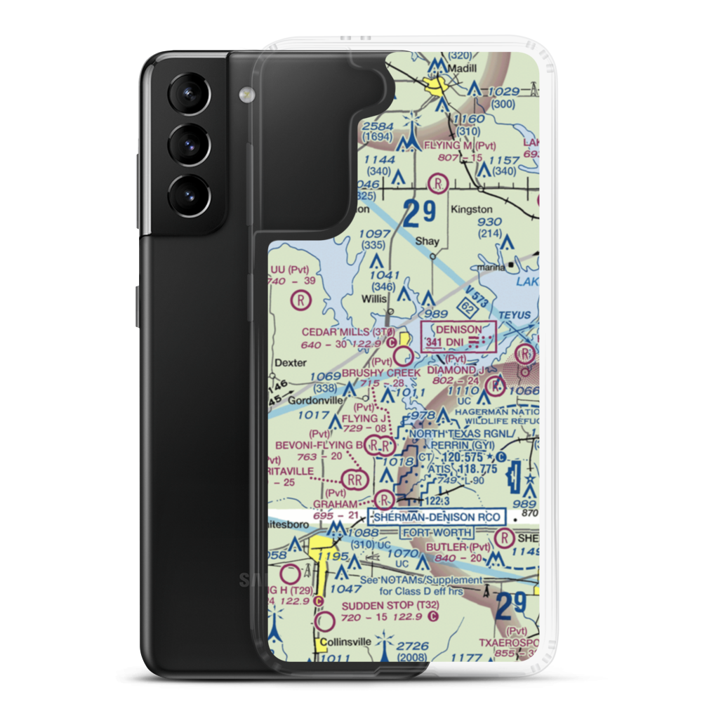 Cedar Mills Airport (3T0) VFR Sectional Samsung Case Samsung Galaxy S21 Plus model shown