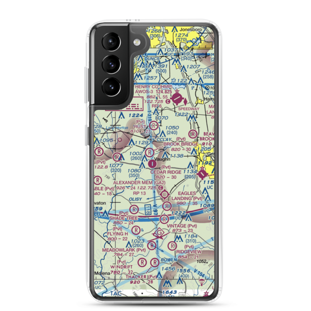 Cedar Ridge Airport (GA62) VFR Sectional Samsung Case Samsung Galaxy S21 Plus model shown