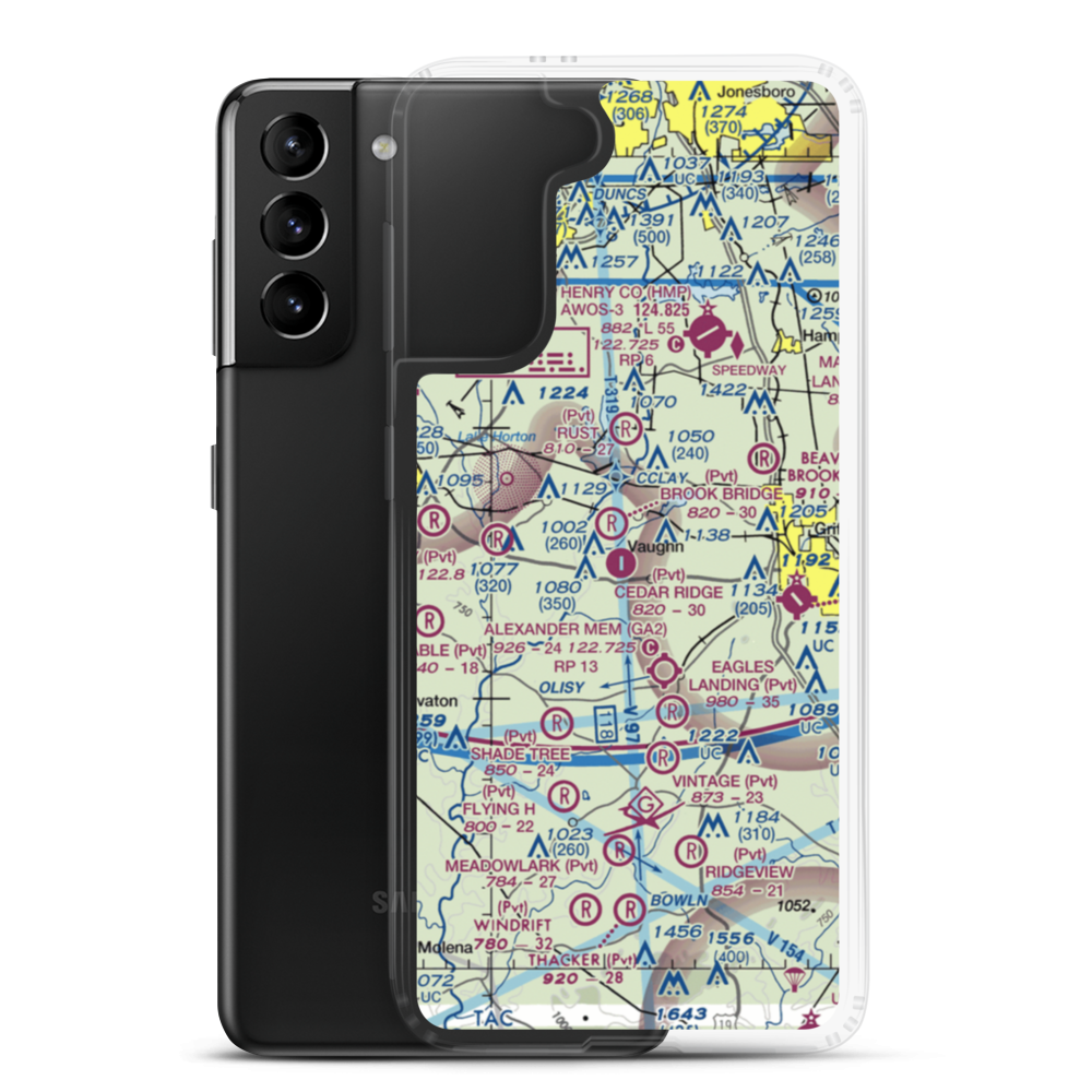 Cedar Ridge Airport (GA62) VFR Sectional Samsung Case Samsung Galaxy S21 Plus model shown