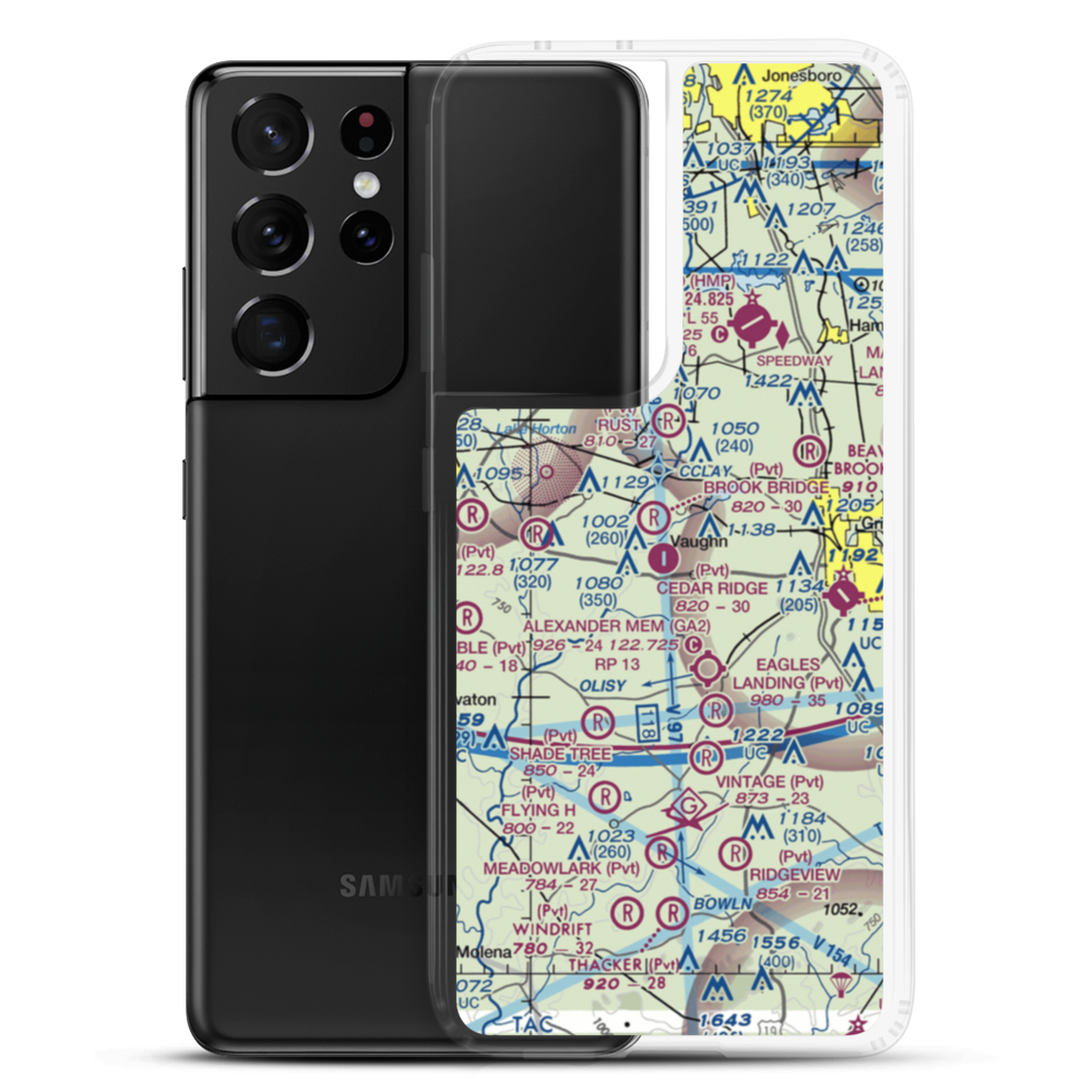 Cedar Ridge Airport (GA62) VFR Sectional Samsung Case Samsung Galaxy S21 Ultra model shown