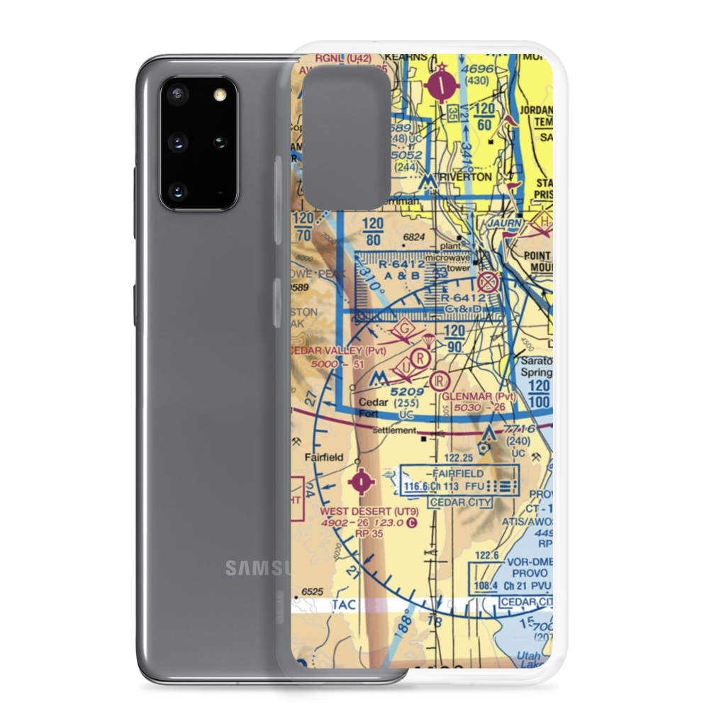 Cedar Valley Airport (UT10) VFR Sectional Samsung Case Samsung Galaxy S20 Plus model shown