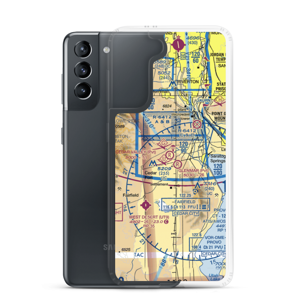 Cedar Valley Airport (UT10) VFR Sectional Samsung Case Samsung Galaxy S21 model shown