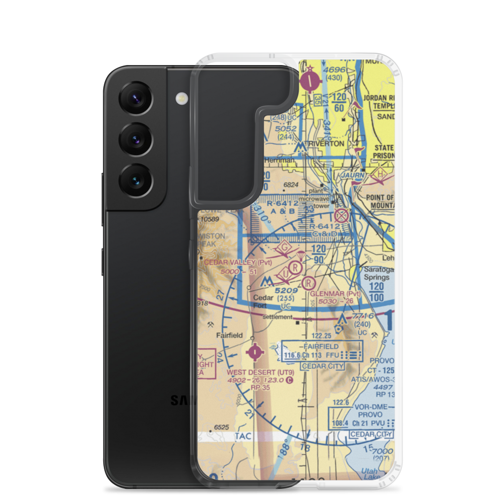 Cedar Valley Airport (UT10) VFR Sectional Samsung Case Samsung Galaxy S22 model shown