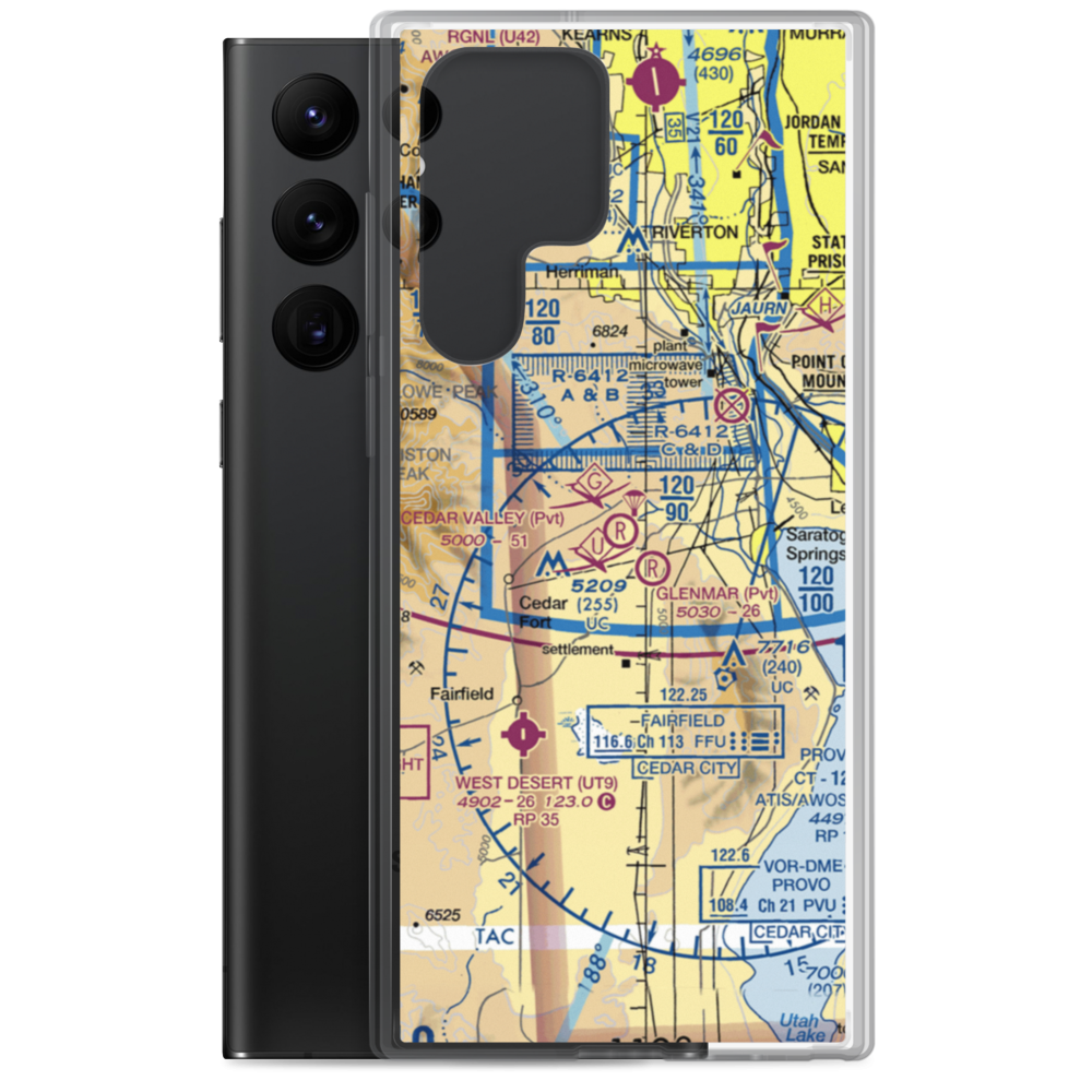 Cedar Valley Airport (UT10) VFR Sectional Samsung Case Samsung Galaxy S22 Ultra model shown