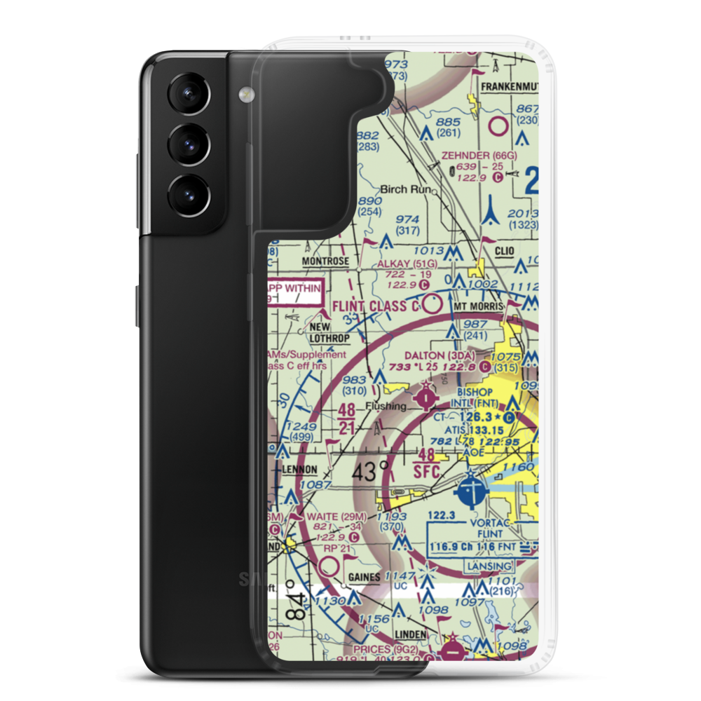 Cedarville Airport (MI18) VFR Sectional Samsung Case Samsung Galaxy S21 Plus model shown