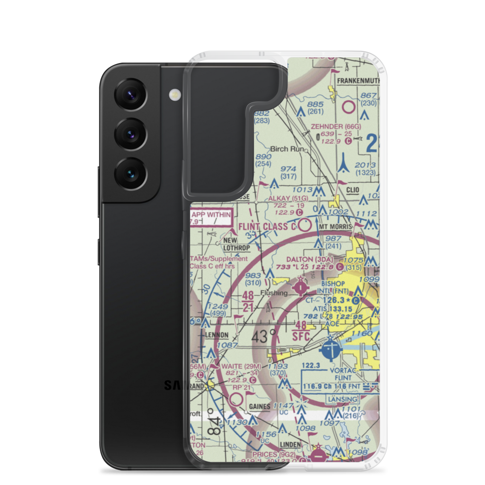 Cedarville Airport (MI18) VFR Sectional Samsung Case Samsung Galaxy S22 model shown