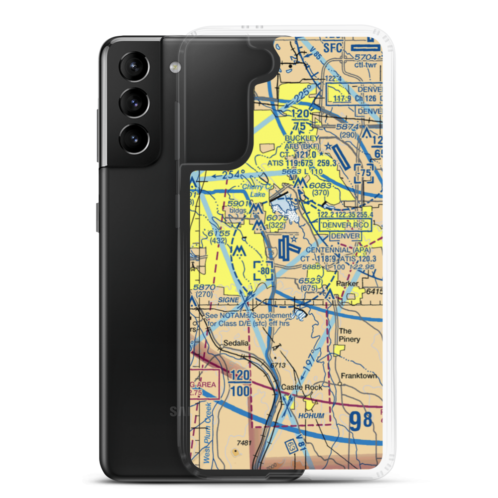 Centennial Airport (APA) VFR Sectional Samsung Case Samsung Galaxy S21 Plus model shown