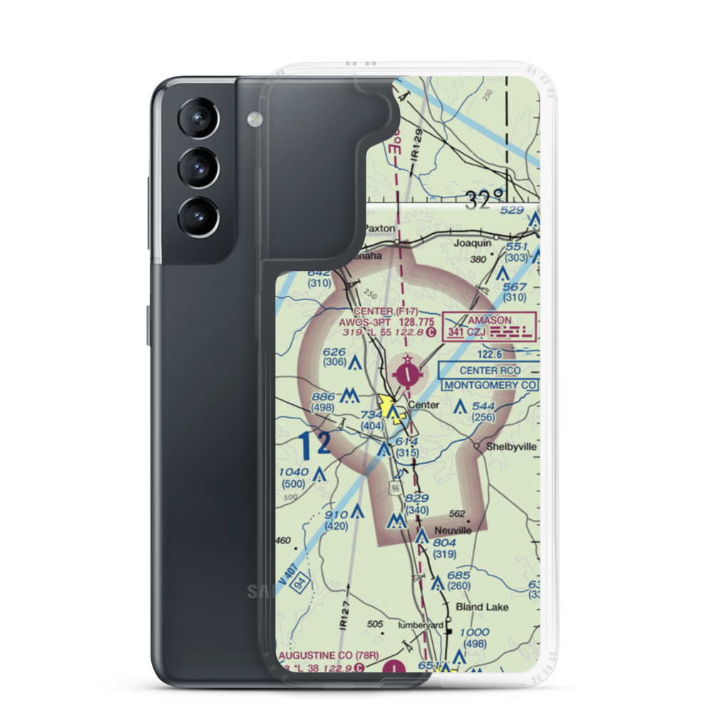 Center Municipal Airport (F17) VFR Sectional Samsung Case Samsung Galaxy S21 model shown