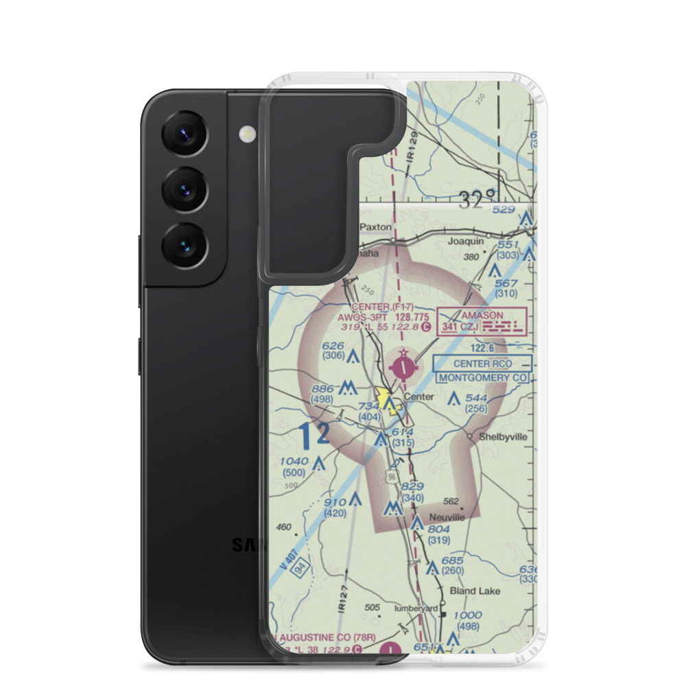 Center Municipal Airport (F17) VFR Sectional Samsung Case Samsung Galaxy S22 model shown