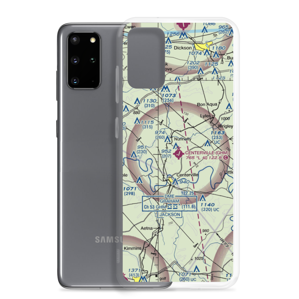 Centerville Municipal Airport (GHM) VFR Sectional Samsung Case Samsung Galaxy S20 Plus model shown