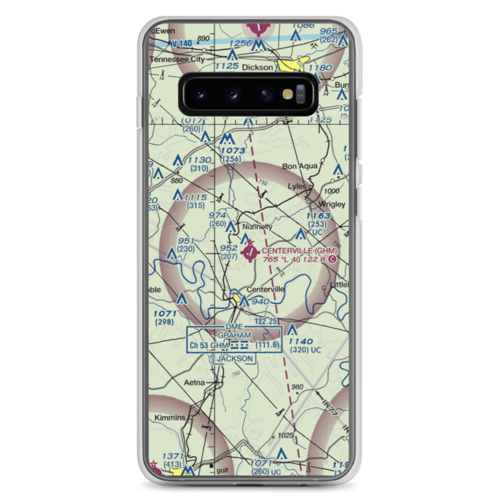 Centerville Municipal Airport (GHM) VFR Sectional Samsung Case Samsung Galaxy S10+ model shown