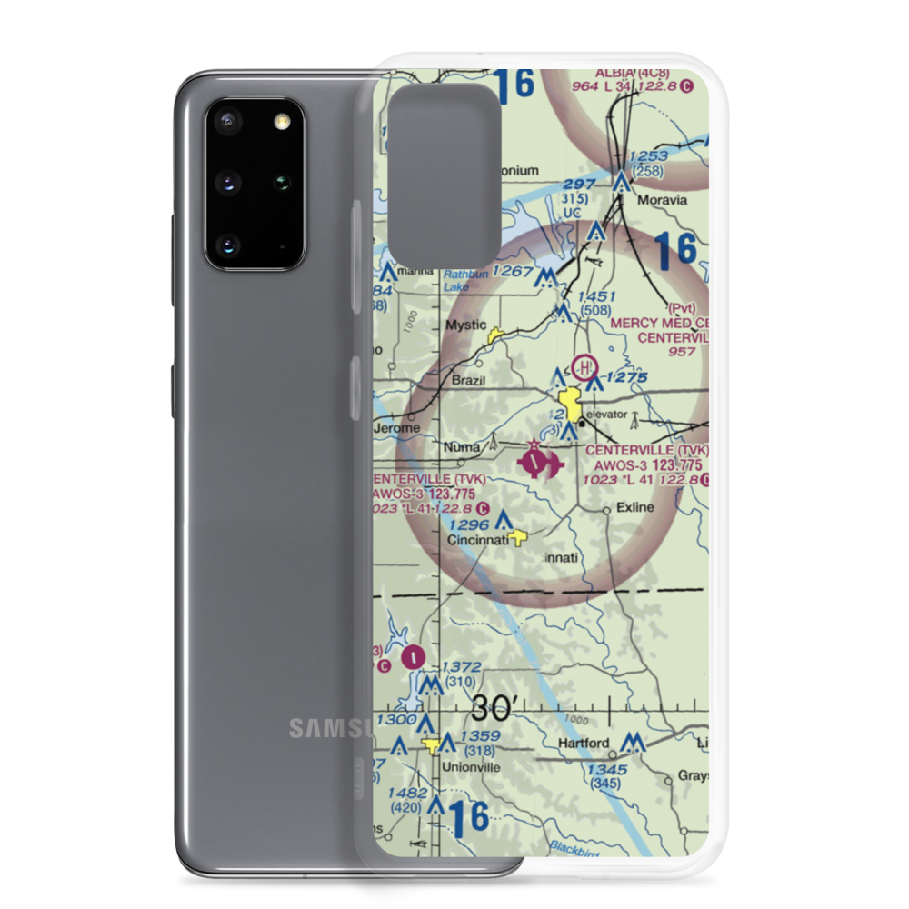 Centerville Municipal Airport (TVK) VFR Sectional Samsung Case Samsung Galaxy S20 Plus model shown