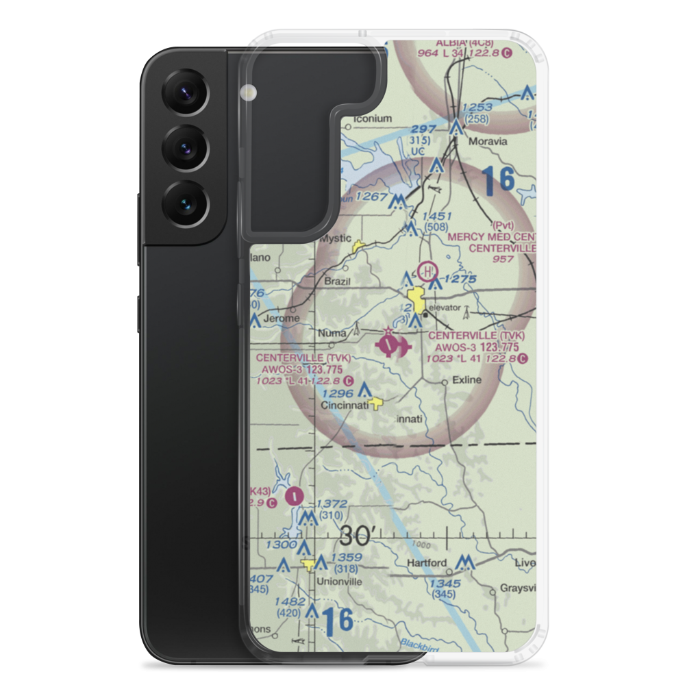 Centerville Municipal Airport (TVK) VFR Sectional Samsung Case Samsung Galaxy S22 Plus model shown