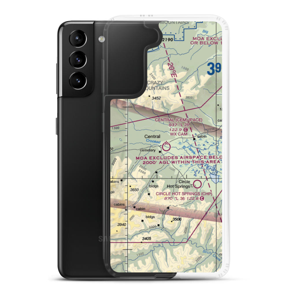 Central Airport (CEM) VFR Sectional Samsung Case Samsung Galaxy S21 Plus model shown