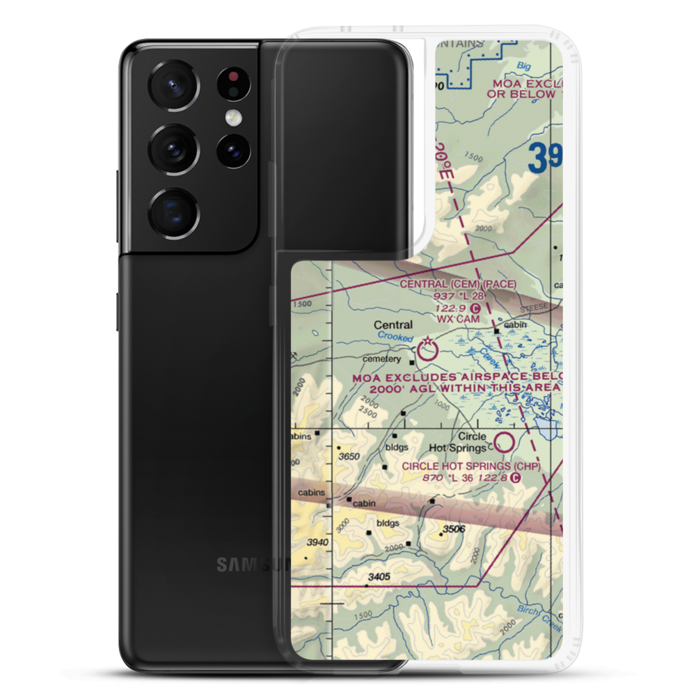 Central Airport (CEM) VFR Sectional Samsung Case Samsung Galaxy S21 Ultra model shown