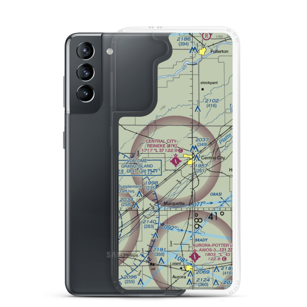Central City Municipal - Larry Reineke Field (07K) VFR Sectional Samsung Case Samsung Galaxy S21 model shown