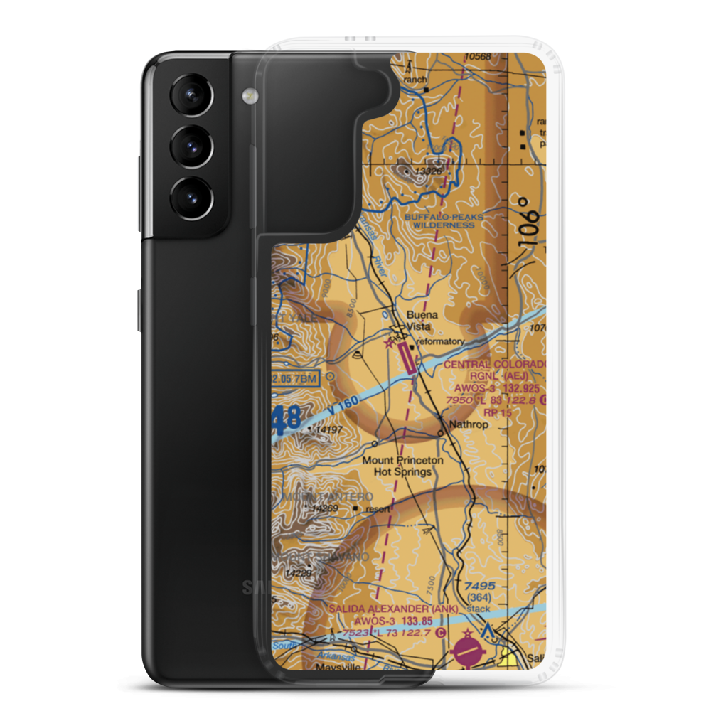 Central Colorado Regional Airport (AEJ) VFR Sectional Samsung Case Samsung Galaxy S21 Plus model shown